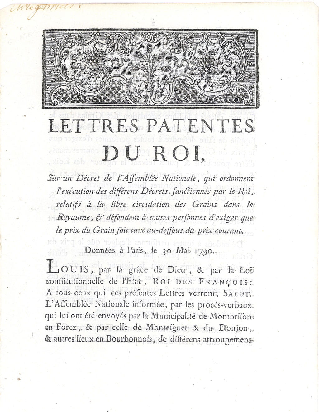LETTRES PATENTES du Roi, sur un décret de l'Assemblé Nationale, …