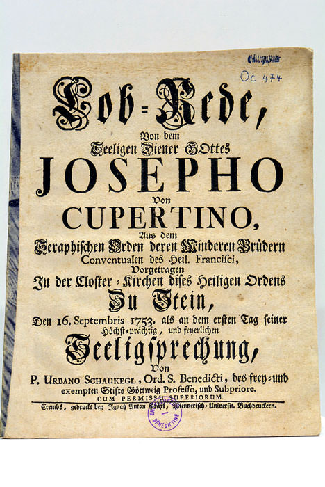 Lob-Rede von dem Seeligen Diener Gottes Josepho von Cupertino, aus …