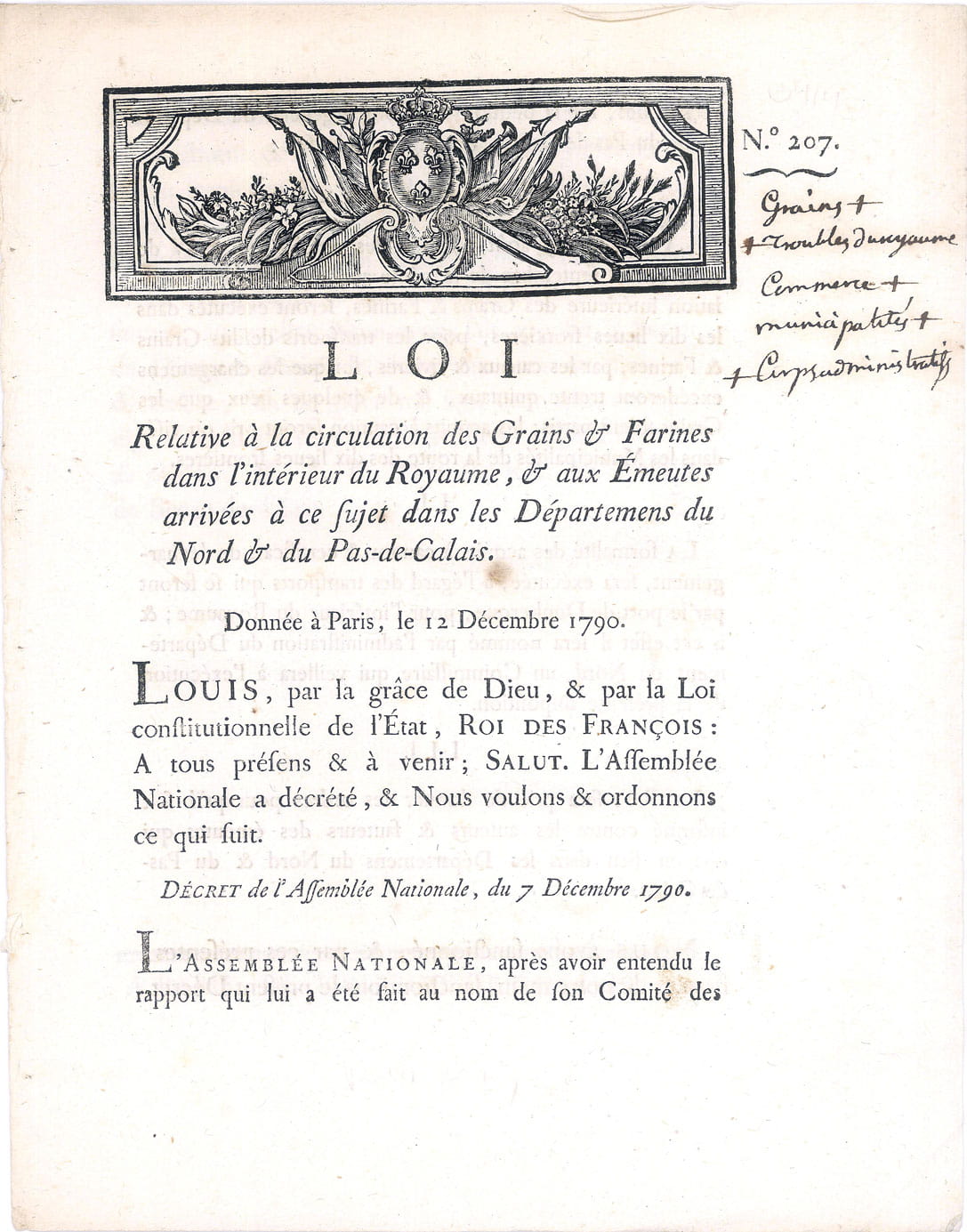 LOI relative à la circulation des Grains et Farines dans …