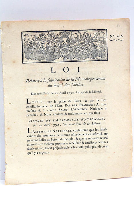Loi relative à la fabrication de la monnoie provenant du …