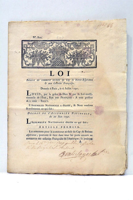 LOI RELATIVE AU COMMERCE au-delà du Cap de Bonne Esperance …
