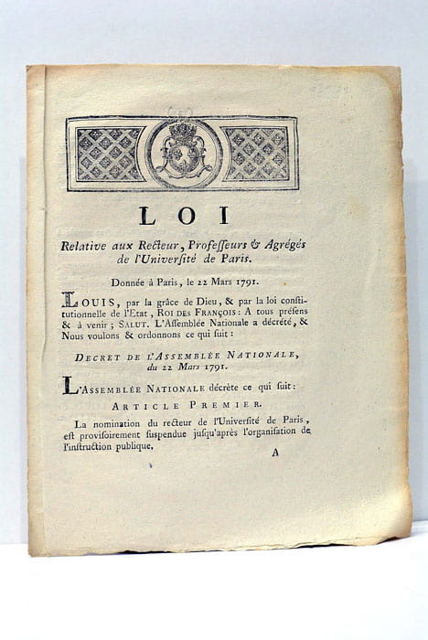 LOI relative aux Recteur, Professeurs et Agrégés de l'Université de …