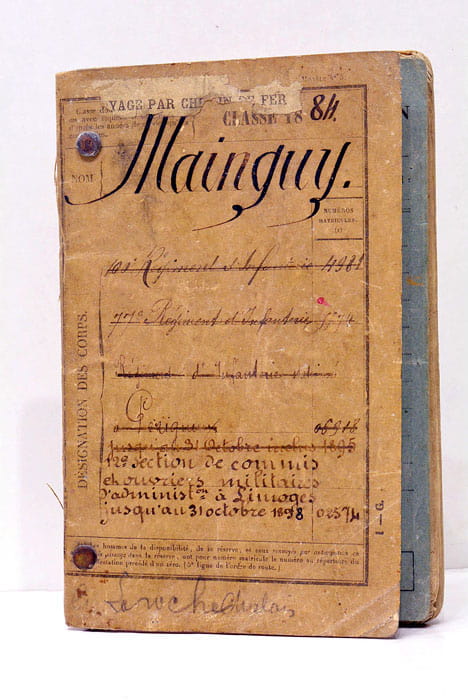 MAINGUY. Fascicule de mobilisation.12me Section Territoriale.