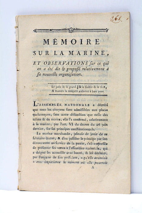 MEMOIRE sur la Marine, et Observations sur ce qui en …