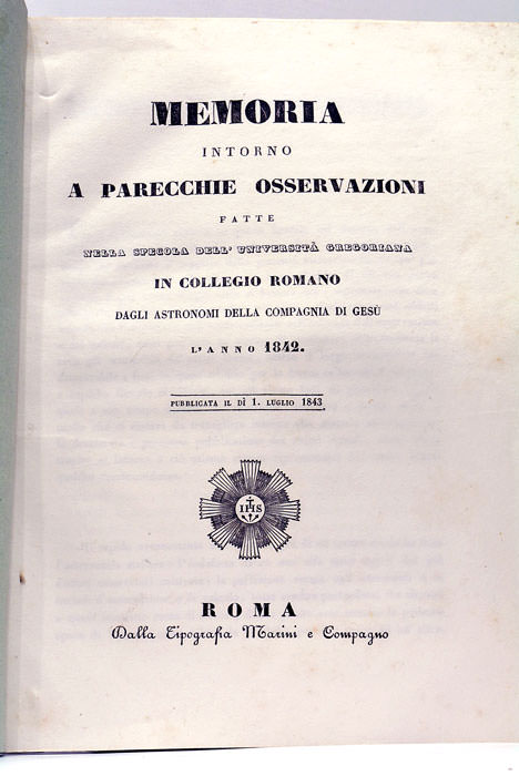 MEMORIA intorno a parecchie osservazioni fatte nella spegola dell'università gregoriana …