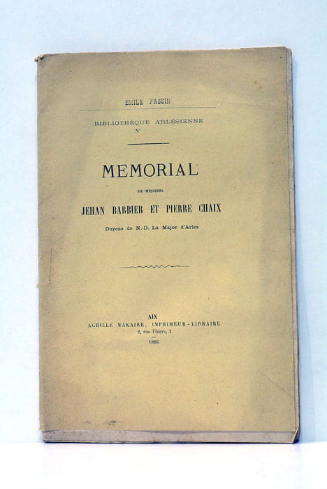 Memorial des messieres Jehan Barbier et Pierre Chaix. Doyens de …