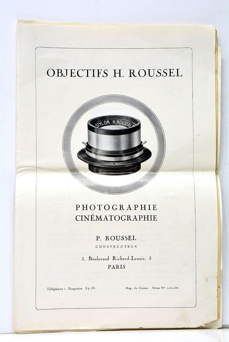 OBJECTIFS H. ROUSSEL Photographie Cinematographie. P. Roussel Constructeurs.