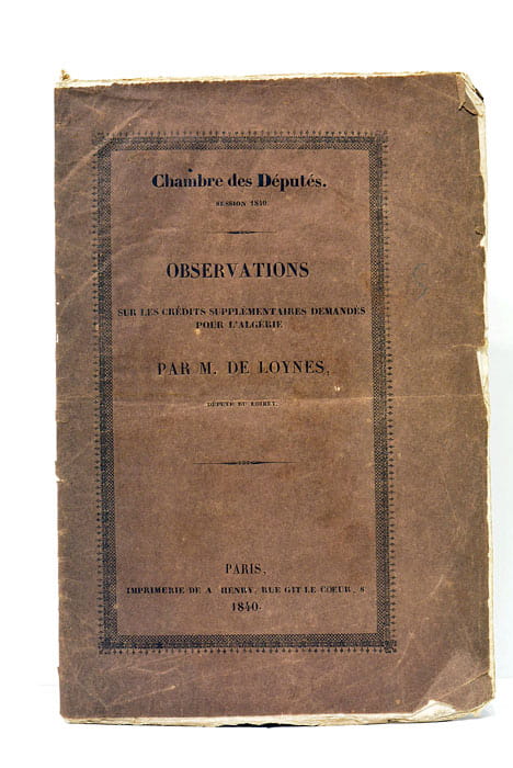 Observations sur les Crédits Supplémentaires demandés pour l'Algérie.
