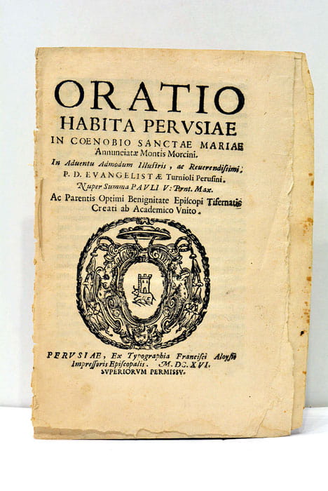 ORATIO HABITA PERUSIAE in Coenobio Sanctae Mariae Annunciatae Montis Morcini. …