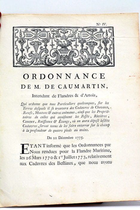 ORDONNANCE DE M. DE CAUMARTIN, Intendant de Flandres et Artois, …