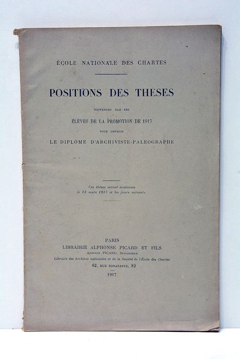Positions de thèses. Soutenues par les élèves de la promotion …