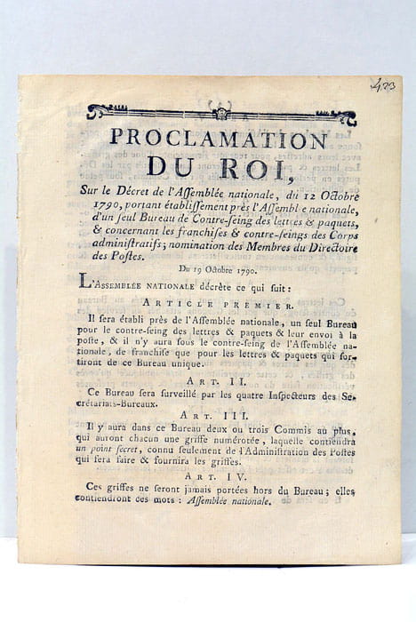 PROCLAMATION DU ROI sur le Décret. portant établissement près l'Assemblée …