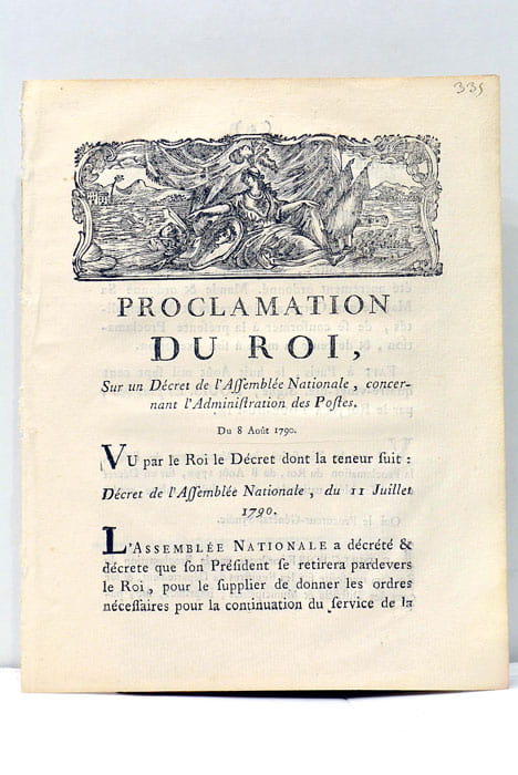 PROCLAMATION DU ROI sur un Décret. concernant l'Administration des Postes.