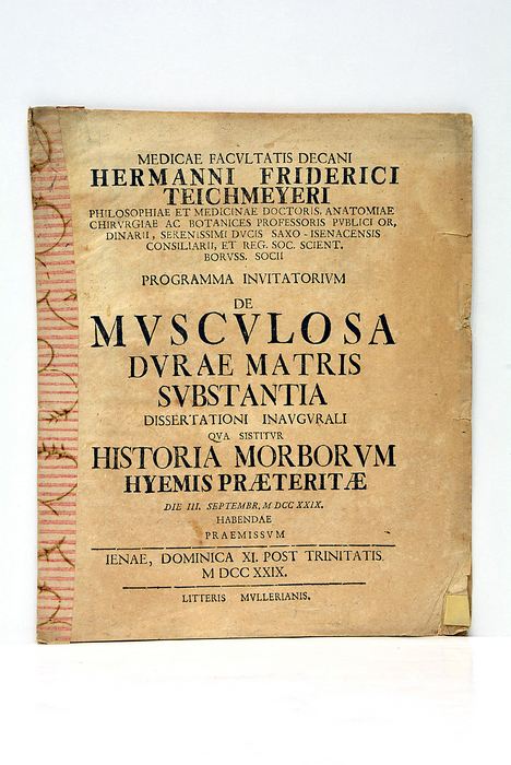 Programma Invitatorium De Musculosa Durae Matris Substantia dissertatio inaugurali qua …