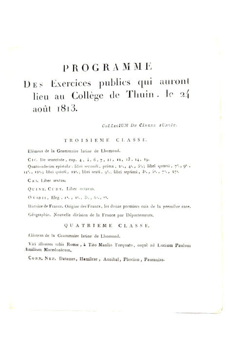 PROGRAMME DES EXERCICES PUBLICS qui auront lieu au Collège de …