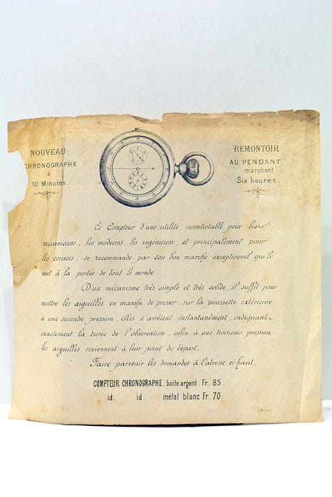 PUBLICITE. Nouveau Chronographie à 10 Minutes. Remontoir au Pendant marchant …