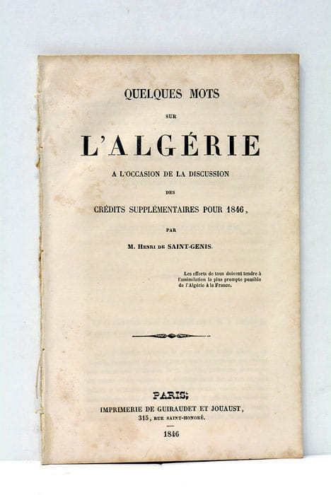 Quelques mots sur l'Algérie à l'occasion de la discussion des …