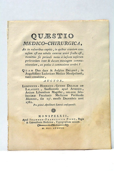 Questio médico-chirurgica An in vulneribus Capitis in quibus Cranium contusum …