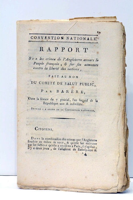 Rapport sur les Crimes de l'Angleterre envers le Peuple français …