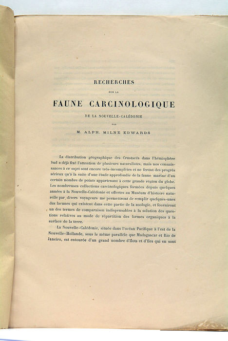 Recherches sur la faune carcinologique de la Nouvelle-Calédonie.