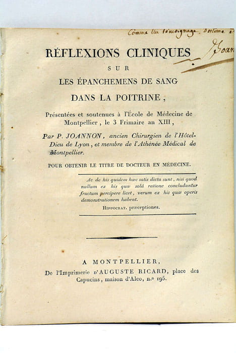 Réflexions Cliniques sur les Epanchemens de Sang dans la Poitrine, …