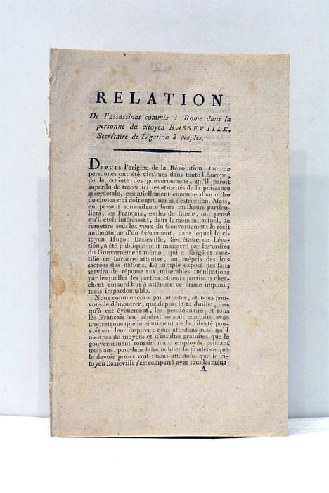 RELATION de l'assassinat commis à Rome dans la personne du …