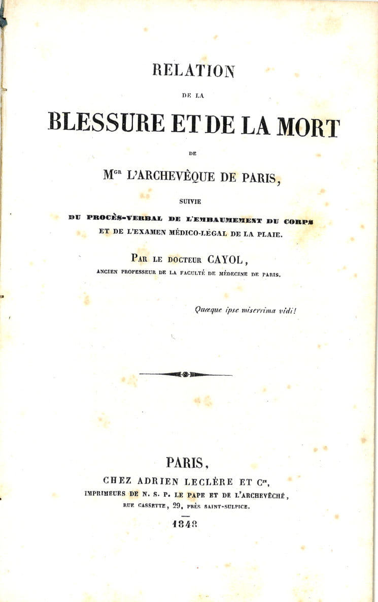 Relation de la blessure et de la mort de Mgr. …