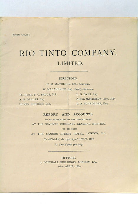 RIO TINTO COMPANY. Report and Accounts to be presented to …