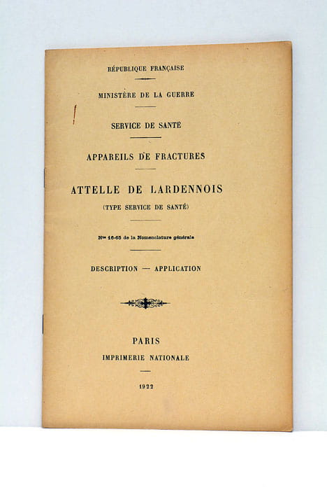 Service de santé. Appareils de fractures. Attelle de Lardennois (type …