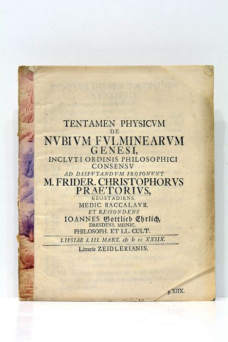 Tentamen Physicum de Nubium Fulminearum Genesi.