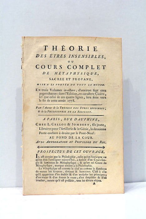 Théorie des Etres insensibles ou Cours complet de Méthaphysique sacrée …