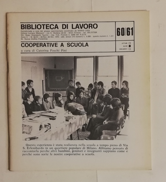 BIBLIOTECA DI LAVORO. N. 60/61 (20 Nov.-30 Dic. 1976) COOPERATIVE …