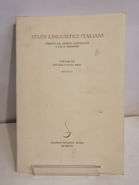 STUDI LINGUISTICI ITALIANI - VOLUME XX (XII DELLA NUOVA SERIE) …