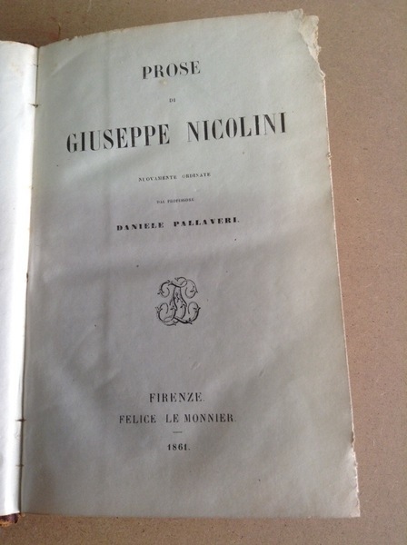 PROSE. - Nuovamente ordinate dal professore Daniele Pallaveri.