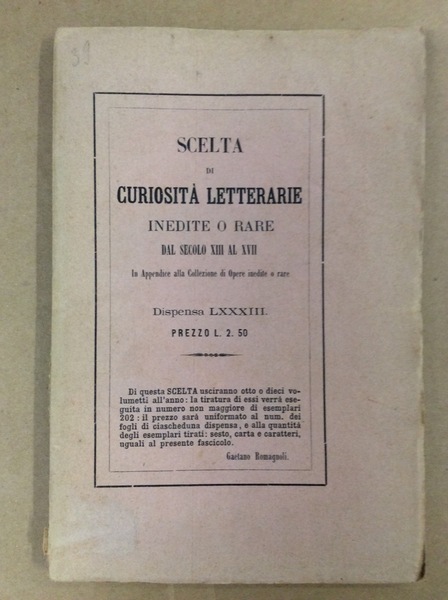 LA STORIA DI OTTINELLO E GIULIA. - Poemetto popolare. Scelta …