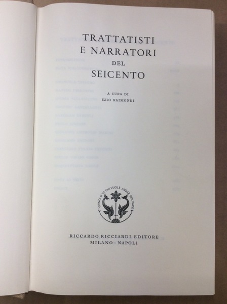 TRATTATISTI E NARRATORI DEL SEICENTO.