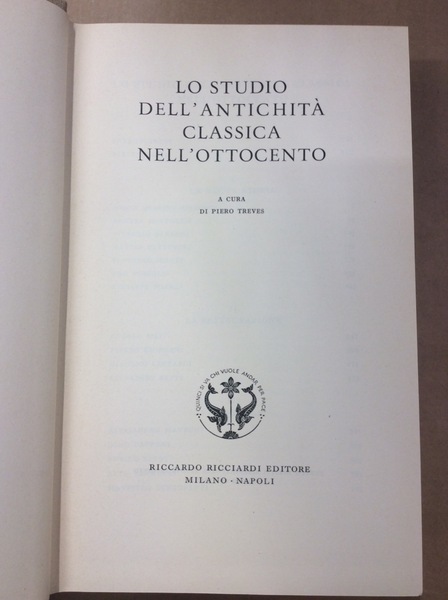 LO STUDIO DELL'ANTICHITA' CLASSICA NELL'OTTOCENTO.