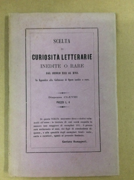 ALCUNE POESIE INEDITE DEL SAVIOZZO E DI ALTRI AUTORI. - …