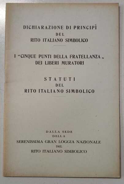 RITUALE PEL PRIMO GRADO SIMBOLICO DI APPRENDISTA LIBERO MURATORE. - …