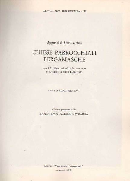CHIESE PARROCCHIALI BERGAMASCHE. - Appunti di storia e arte.