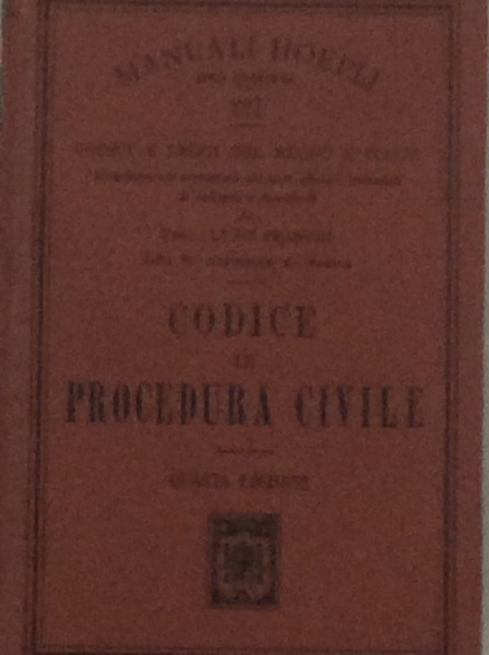 CODICE DI PROCEDURA CIVILE. - Quarta edizione.