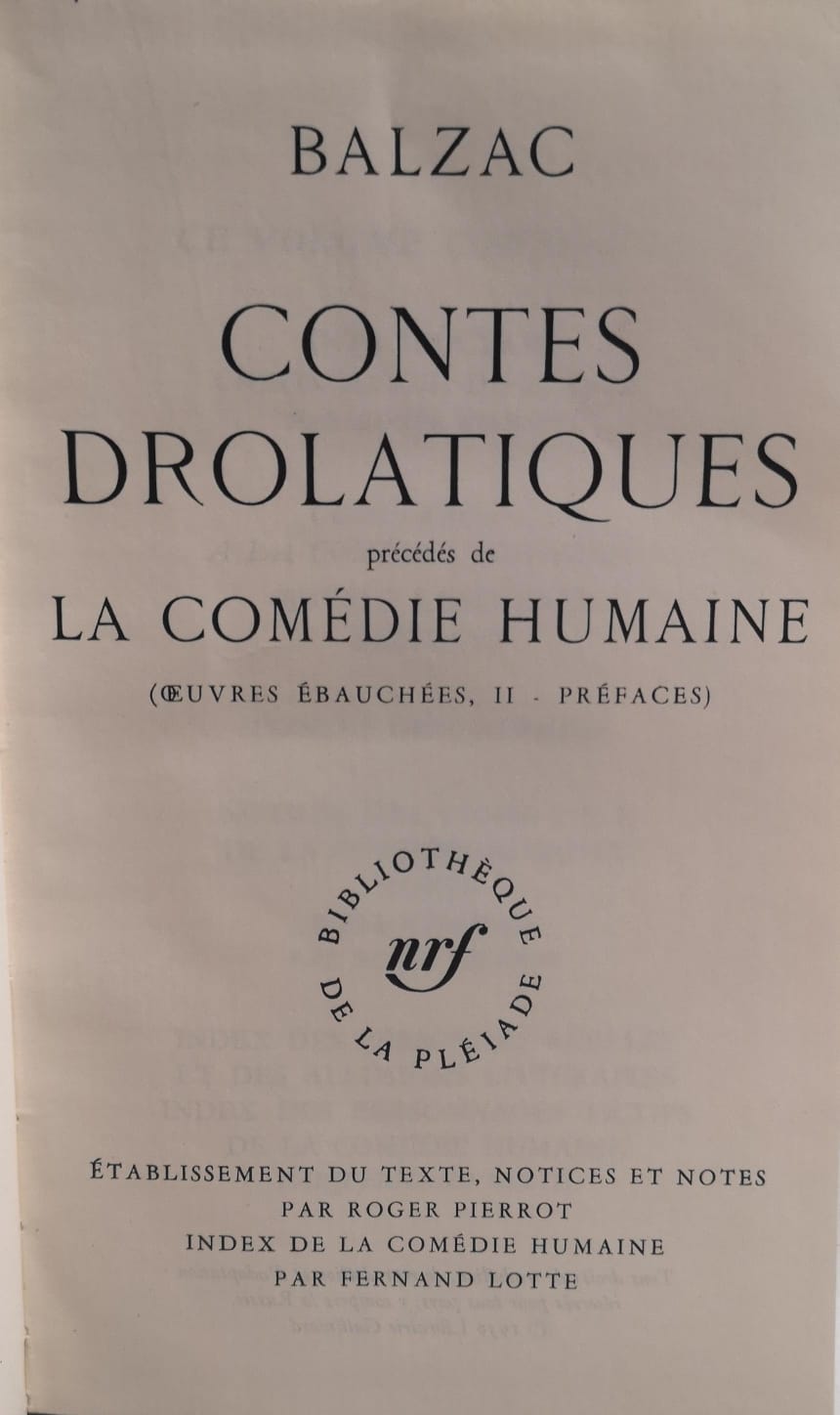 CONTES DROLATIQUES. Tome XI. Précédés de la comédie humaine.