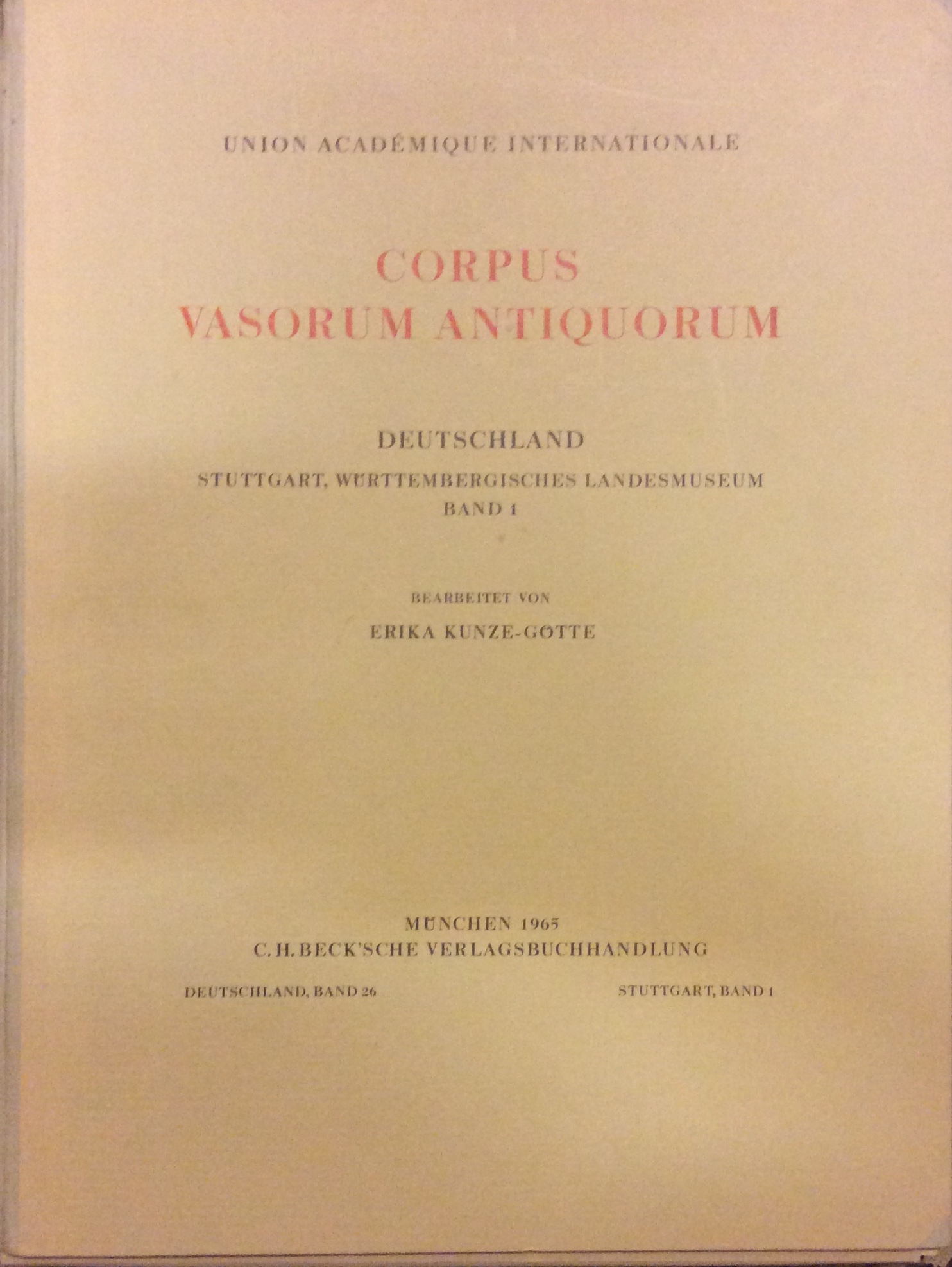 CORPUS VASORUM ANTIQUORUM - DEUTSCHLAND, 26. - Stuttgart, Wuerttembergisches Landesmuseum …