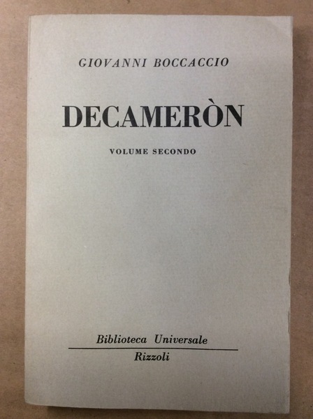 DECAMERON. VOLUME SECONDO.