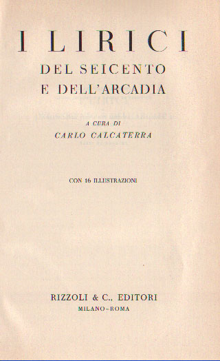 I LIRICI DEL SEICENTO E DELL'ARCADIA.
