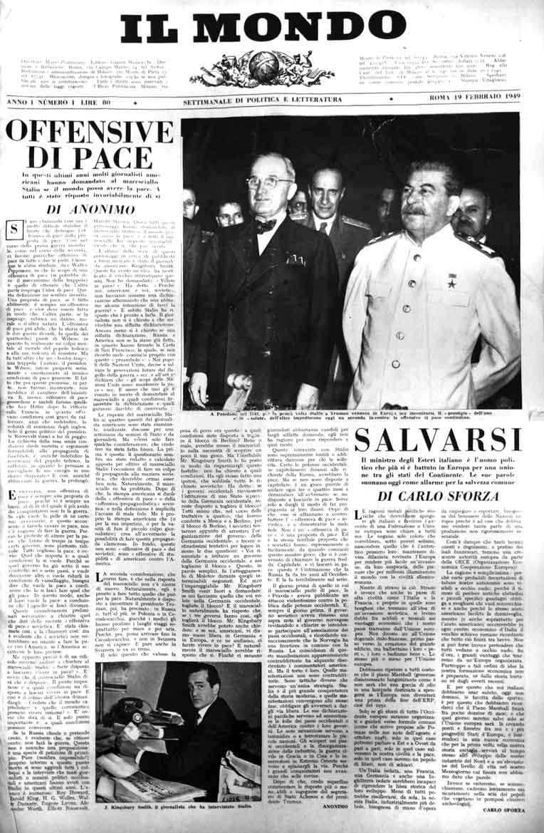 IL MONDO. Tutto il pubblicato. - Settimanale di politica e …