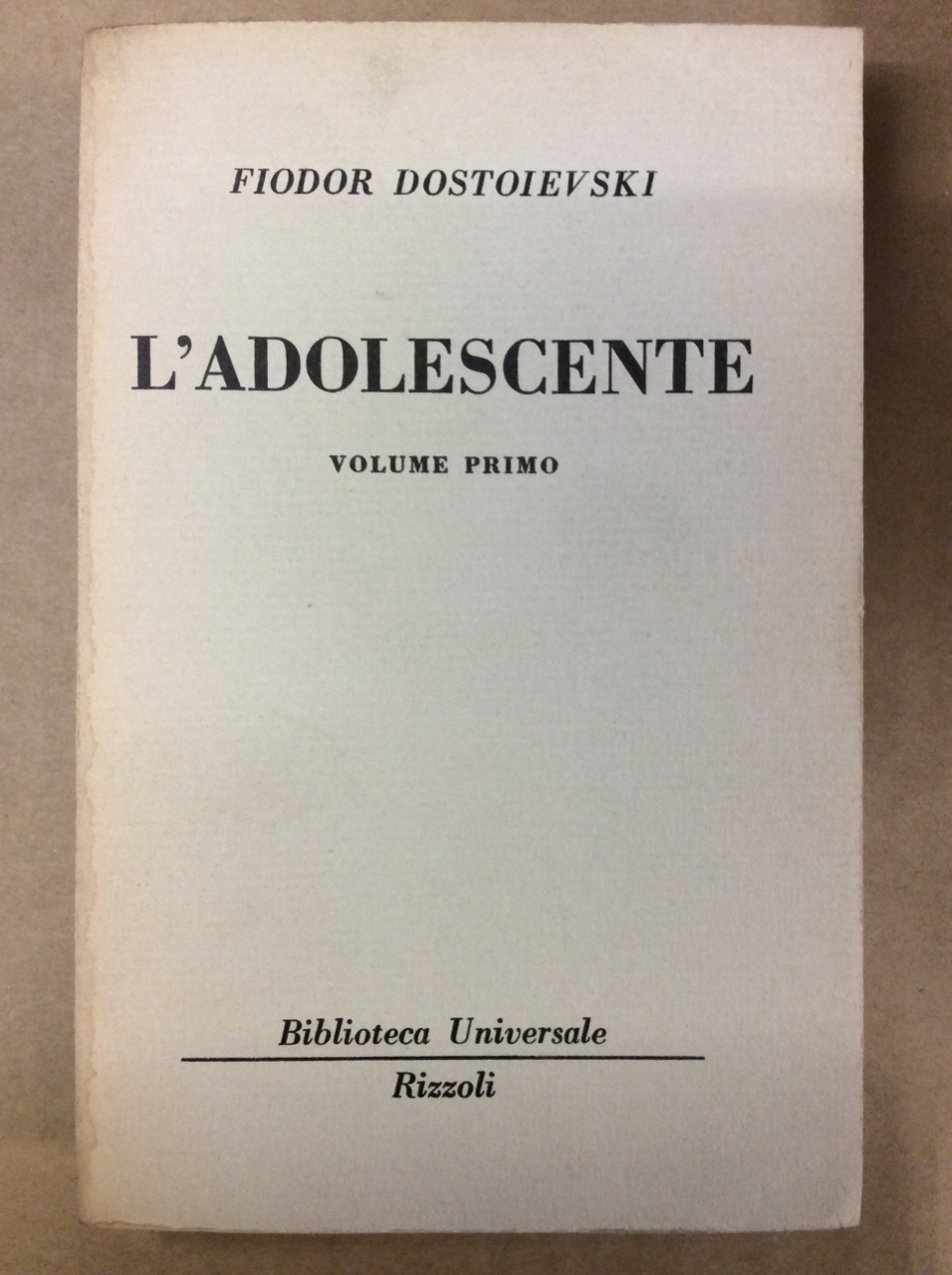 L'ADOLESCENTE. VOLUME PRIMO.
