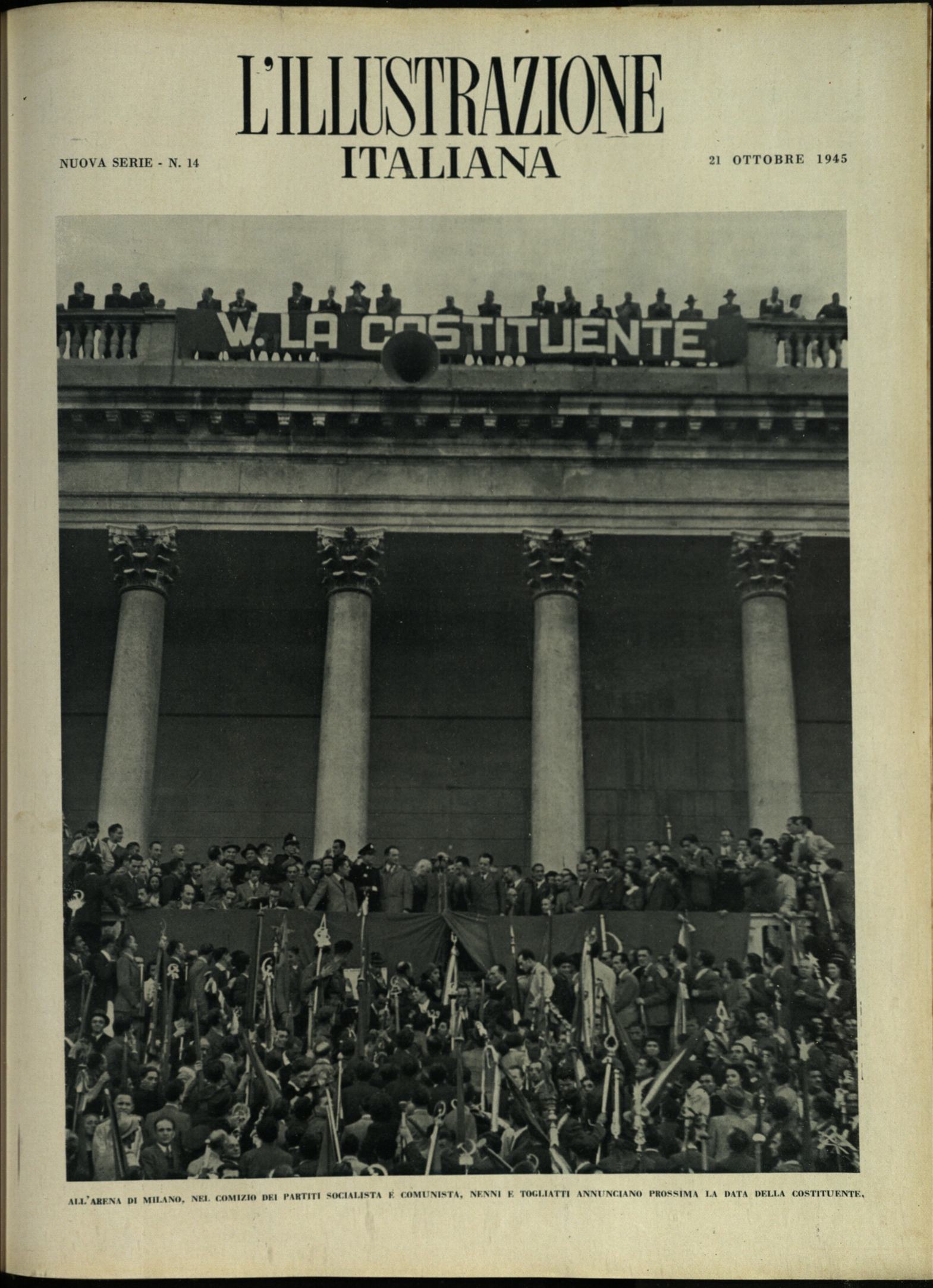 L'ILLUSTRAZIONE ITALIANA. Nuova Serie. 21 Ottobre 1945. Anno 72 - …