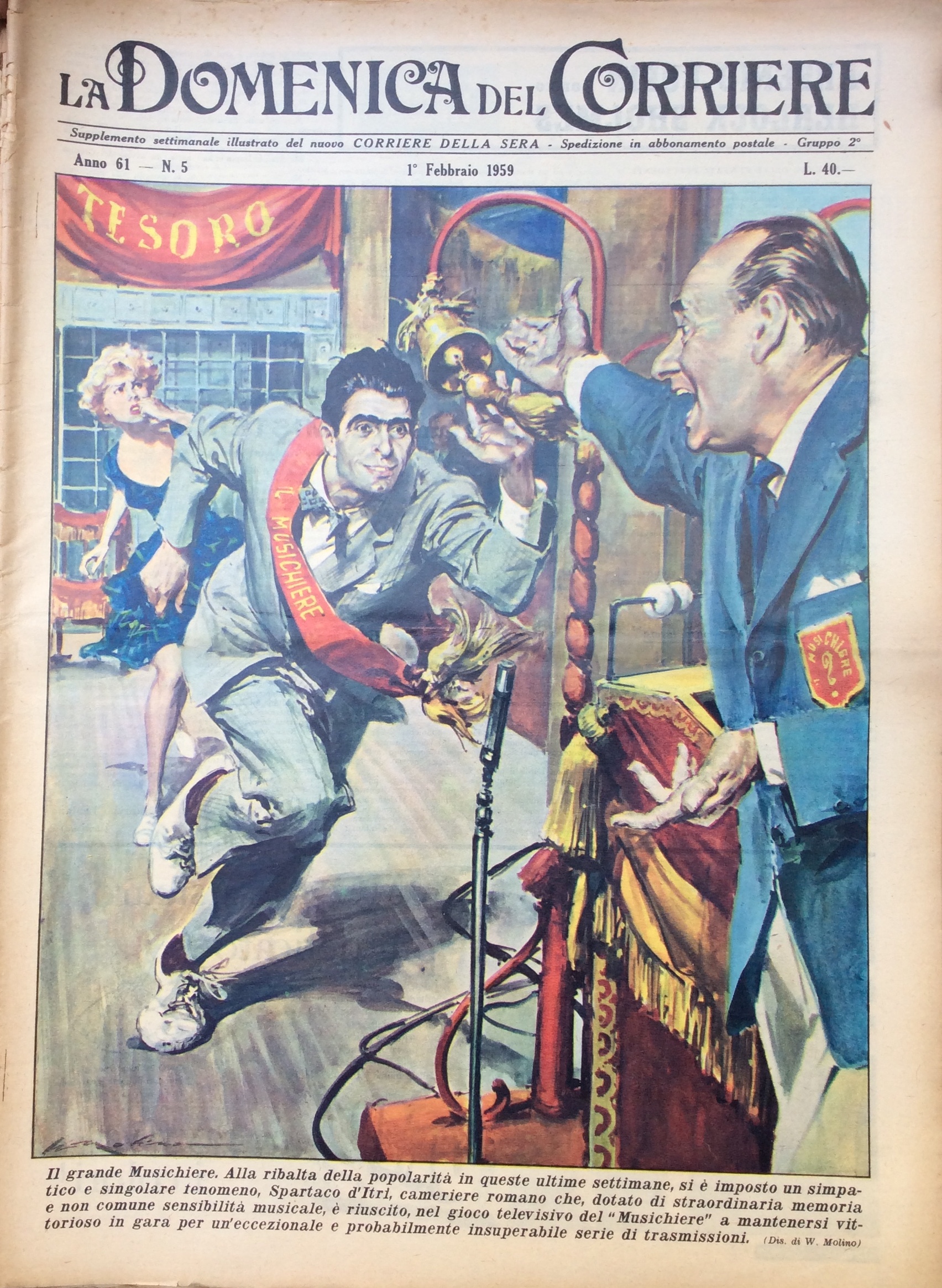 LA DOMENICA DEL CORRIERE. 1 Febbraio 1959. Anno 61 - …