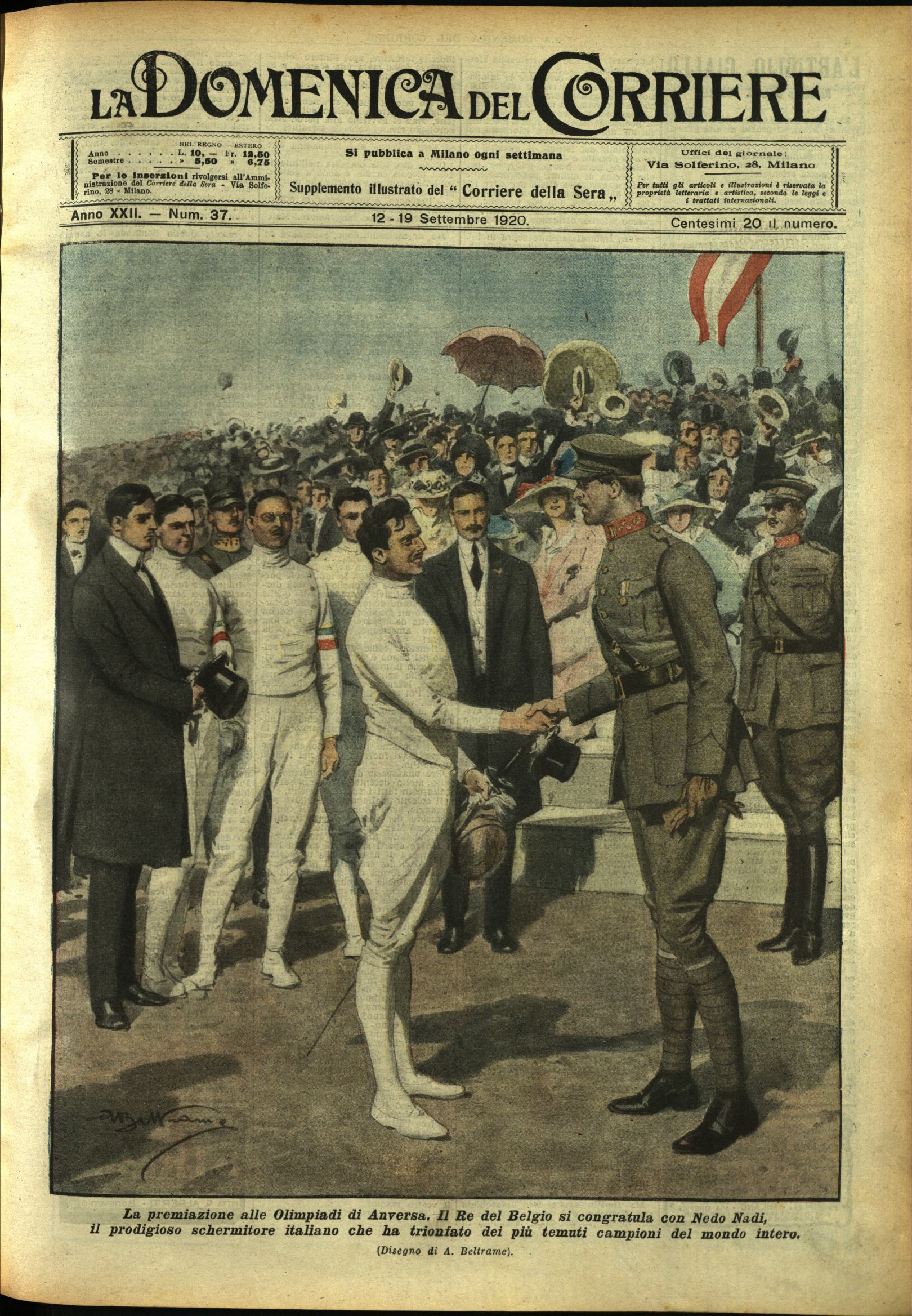 LA DOMENICA DEL CORRIERE. 12 - 19 settembre 1920. Anno …